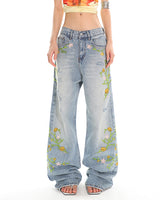 Boogzel Apparel Floral Vine Fairycore Embroidery Jeans, view 2