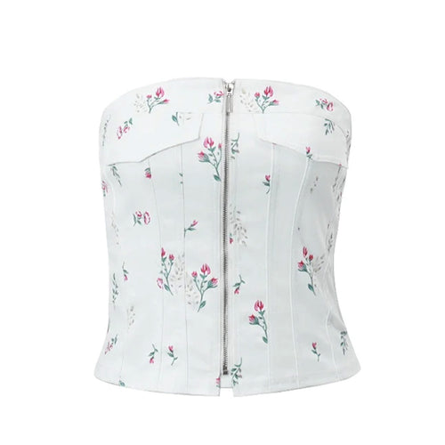 Boogzel Apparel Floral Zip Up Corset Top