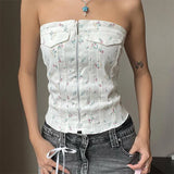 Boogzel Apparel Floral Zip Up Corset Top, view 2