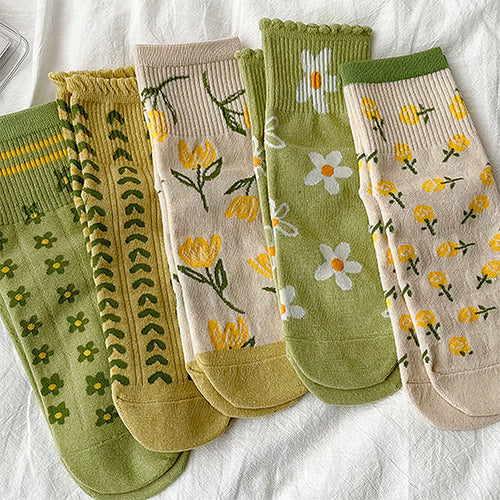 Boogzel Apparel Flower Pattern 5 Pack Socks