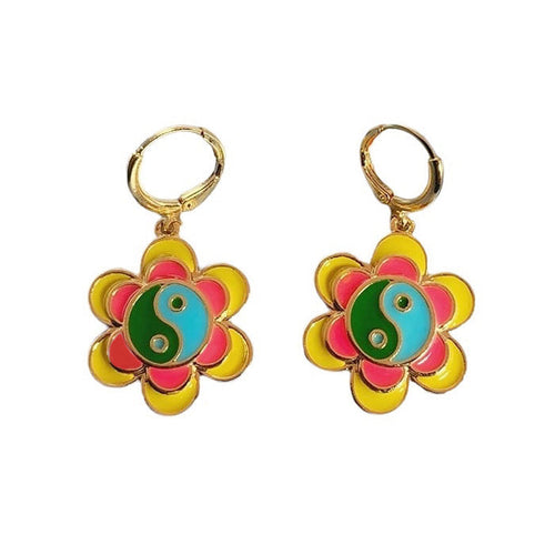 Boogzel Apparel Flower Yin Yang Earrings