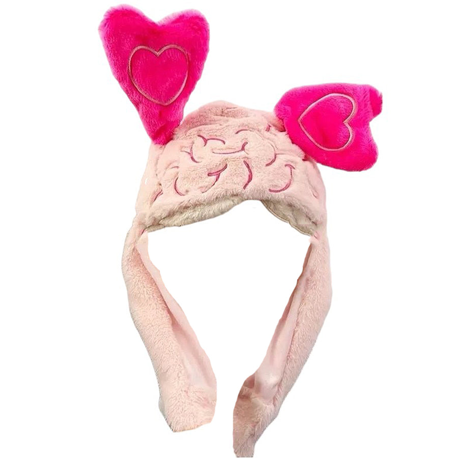 Boogzel Apparel Fluffy Brain Hat with Heart Ears