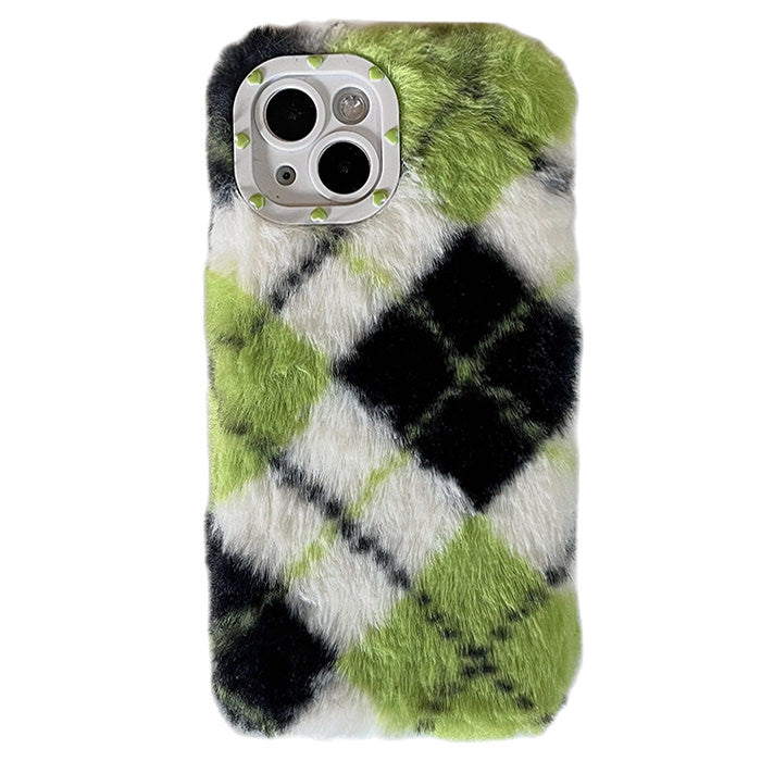 Boogzel Apparel Fluffy Green Argyle iPhone Case