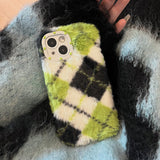Boogzel Apparel Fluffy Green Argyle iPhone Case, view 3