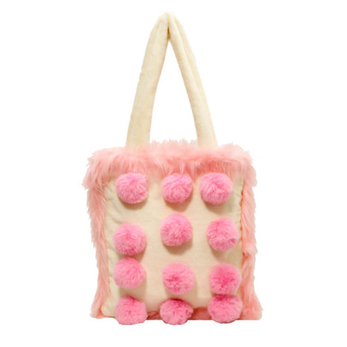 Boogzel Apparel Fluffy Pom Poms Bag in Pink