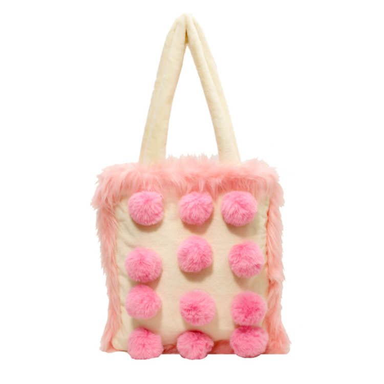 Boogzel Apparel Fluffy Pom Poms Bag in Pink