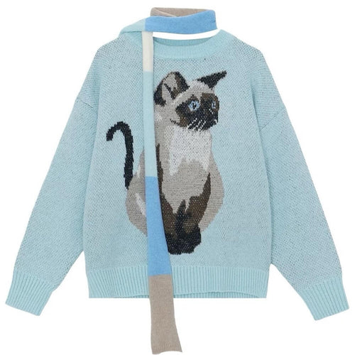 Boogzel Apparel Fluffy Siamese Cat Print Jumper