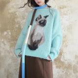 Boogzel Apparel Fluffy Siamese Cat Print Jumper, view 2