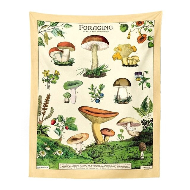 Boogzel Apparel Foraging Plants & Mushrooms Tapestry