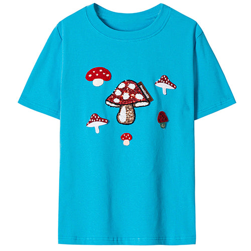Boogzel Apparel Forest Fairy Mushroom Sequin T-Shirt