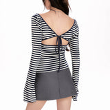 Boogzel Apparel French Girl Off Shoulder Striped Top, view 2