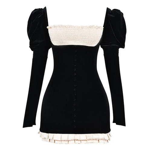 Boogzel Apparel French Maid Ruched Velvet Mini Dress