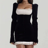 Boogzel Apparel French Maid Ruched Velvet Mini Dress, view 4