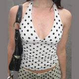 Boogzel Apparel French Summer Polka Dot Halter Top, view 4