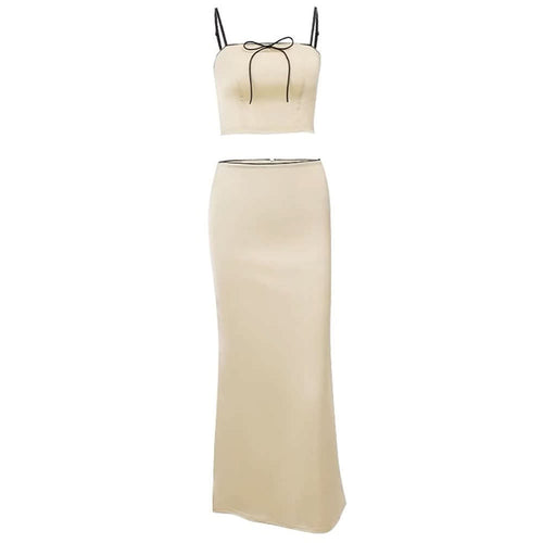 Boogzel Apparel French Summer Satin Top & Maxi Skirt Set