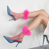 Boogzel Apparel Furry Fishnet Ankle Socks, view 2