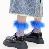 Boogzel Apparel Furry Fishnet Ankle Socks, view 4