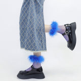 Boogzel Apparel Furry Fishnet Ankle Socks, view 5