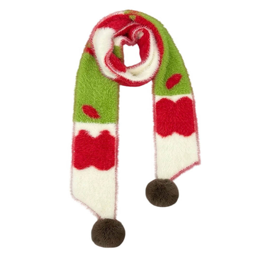Boogzel Apparel Fuzzy Apple Pattern Knit Scarf