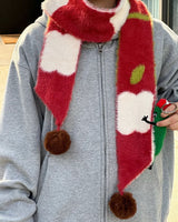 Boogzel Apparel Fuzzy Apple Pattern Knit Scarf, view 4