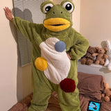 Boogzel Apparel Fuzzy Green and Yellow Party Frog Onesie, view 2