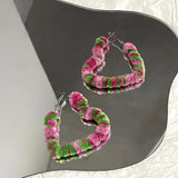 Boogzel Apparel Fuzzy Heart Hoop Earrings, view 2