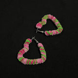 Boogzel Apparel Fuzzy Heart Hoop Earrings, view 3