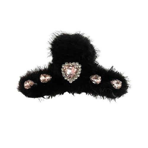 Boogzel Apparel Fuzzy Rhinestone Hair Claw