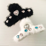 Boogzel Apparel Fuzzy Rhinestone Hair Claw, view 3