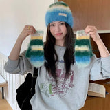 Boogzel Apparel Fuzzy Striped Beanie Hat & Gloves Set, view 5