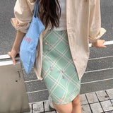 Boogzel Apparel Garden Of Envy Mint Green Plaid Skirt, view 2