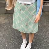 Boogzel Apparel Garden Of Envy Mint Green Plaid Skirt, view 3
