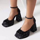 Boogzel Apparel Gardens in Bloom Mary Jane Platform Heels, view 2