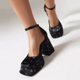 Boogzel Apparel Gardens in Bloom Mary Jane Platform Heels, view 4
