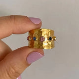 Boogzel Apparel Gemstones Wide Ring, view 4
