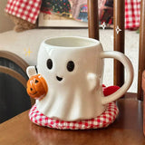 Boogzel Apparel Ghost with Pumpkin Ceramic Mug, view 4