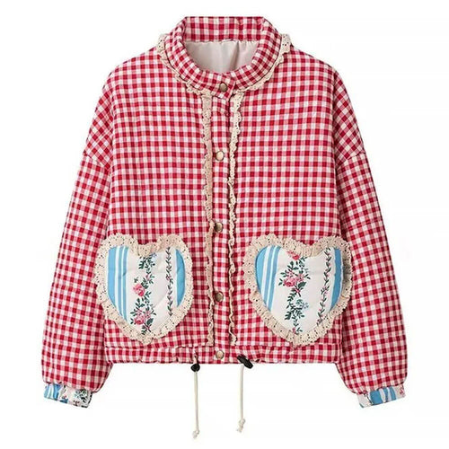 Boogzel Apparel Gingham Heart Pocket Jacket
