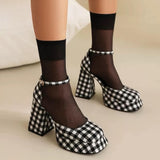 Boogzel Apparel Gingham Mary Jane Platform Heels, view 3