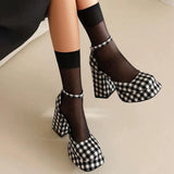 Boogzel Apparel Gingham Mary Jane Platform Heels, view 4