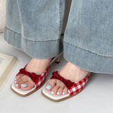 Boogzel Apparel Gingham Picnic Bow Heeled Mules, view 6