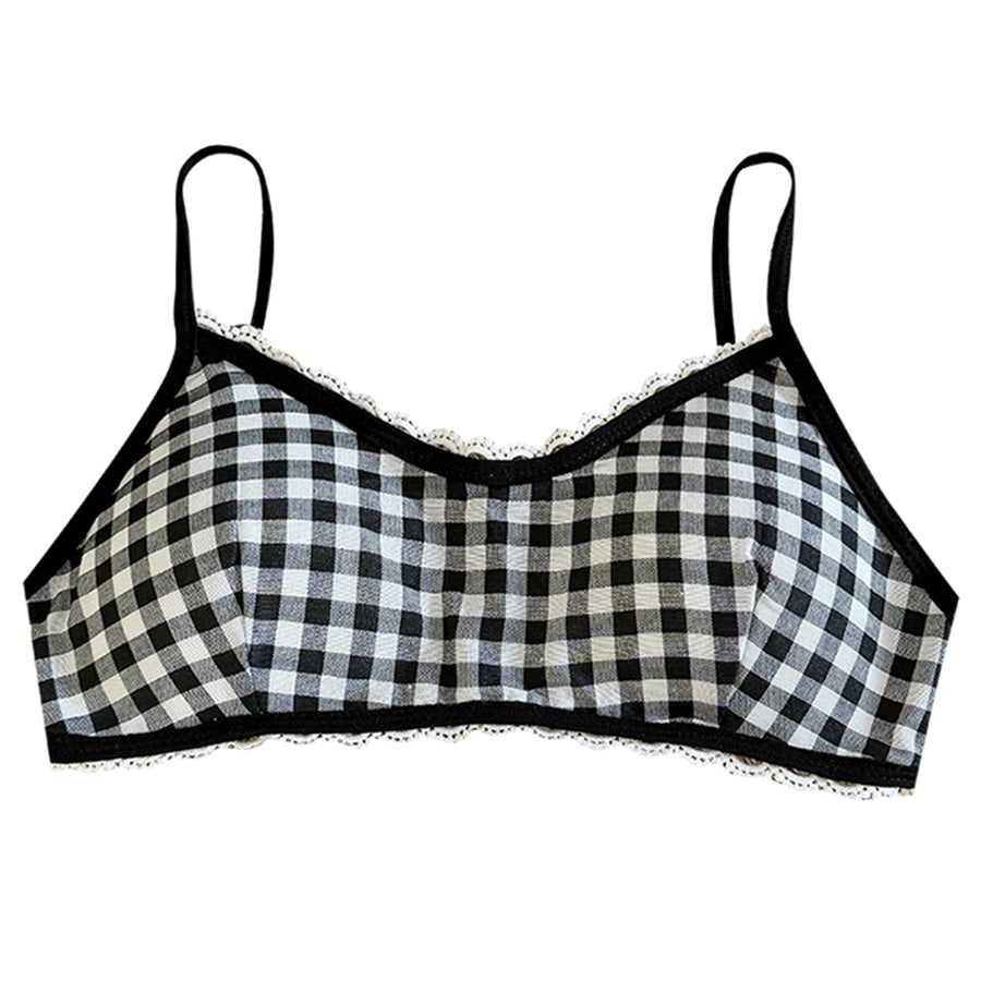 Boogzel Apparel Gingham Picnic Ruffle Bra Top