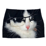Boogzel Apparel Glasses Cat Print Micro Skirt, view 2
