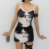 Boogzel Apparel Glasses Cat Print Micro Skirt, view 3