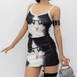 Boogzel Apparel Glasses Cat Print Micro Skirt, view 4