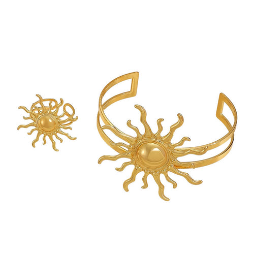 Boogzel Apparel Gold Sun Bracelet and Ring Set