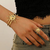 Boogzel Apparel Gold Sun Bracelet and Ring Set, view 3