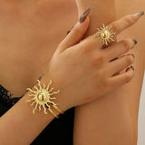 Boogzel Apparel Gold Sun Bracelet and Ring Set, view 5