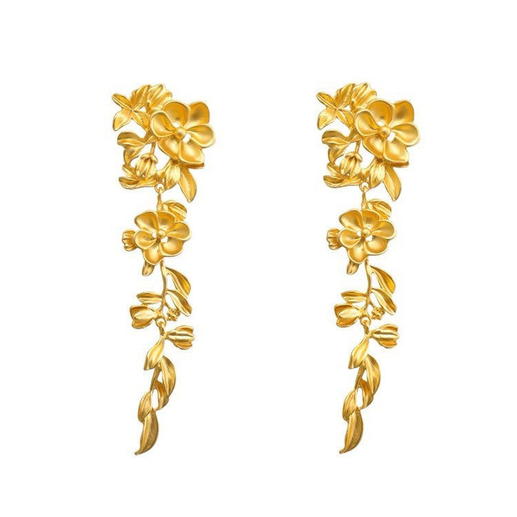 Boogzel Apparel Golden Blossom Drop Earrings