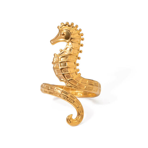 Boogzel Apparel Golden Seahorse Ring