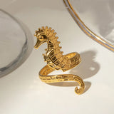 Boogzel Apparel Golden Seahorse Ring, view 2